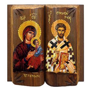 εικόνα Παναγία Θεοτόκος άγιος Ελευθέριος εκκλησιαστικά είδη Ξύλινη Διπλή Εικόνα