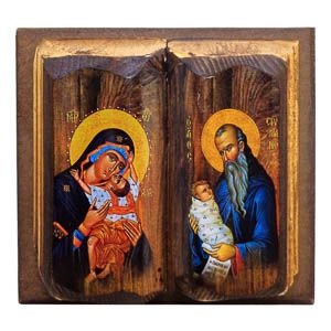 εικόνα βάπτισης Υπεραγία Θεοτόκος άγιος Στυλιανός εκκλησιαστικά είδη Ξύλινη Εικόνα Βιβλίο 13cm x 13cm x 3cm
