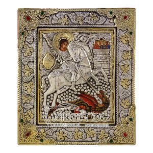 Εικόνα Άγιος Γεώργιος Επιμεταλλωμένη με Λίθους