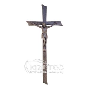 Σταυρός για Μνήμα Αλουμινίου Μαύρο-Ασημί Λείος με Εσταυρωμένο