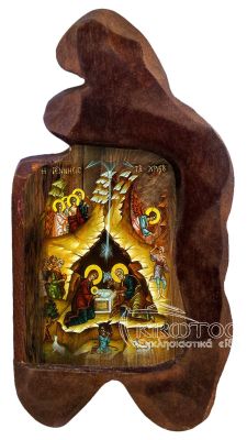 εικόνα βάπτισης Ιησούς Χριστός Γέννηση εκκλησιαστικά είδη Ξύλινο Εικονάκι Σκαφτό Ακανόνιστο Περίγραμμα 12x7