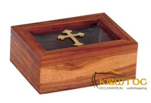 Κουτί Αποθήκευσης ξύλινο Τζάμι-Μπρούτζινος Σταυρός