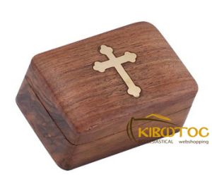 Κουτί Αποθήκευσης ξύλινο με μπρούτζινο σταυρό