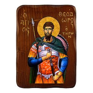 εικόνα άγιος Θεόδωρος Τήρων εκκλησιαστικά είδη Ξύλινη Ανάγλυφη Χειροτεχνία 30cm x 20cm